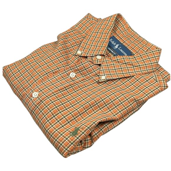 RALPH LAUREN POLO Men's Dress Rust Plaid Button Down Shirt Large - Picture 1 of 6